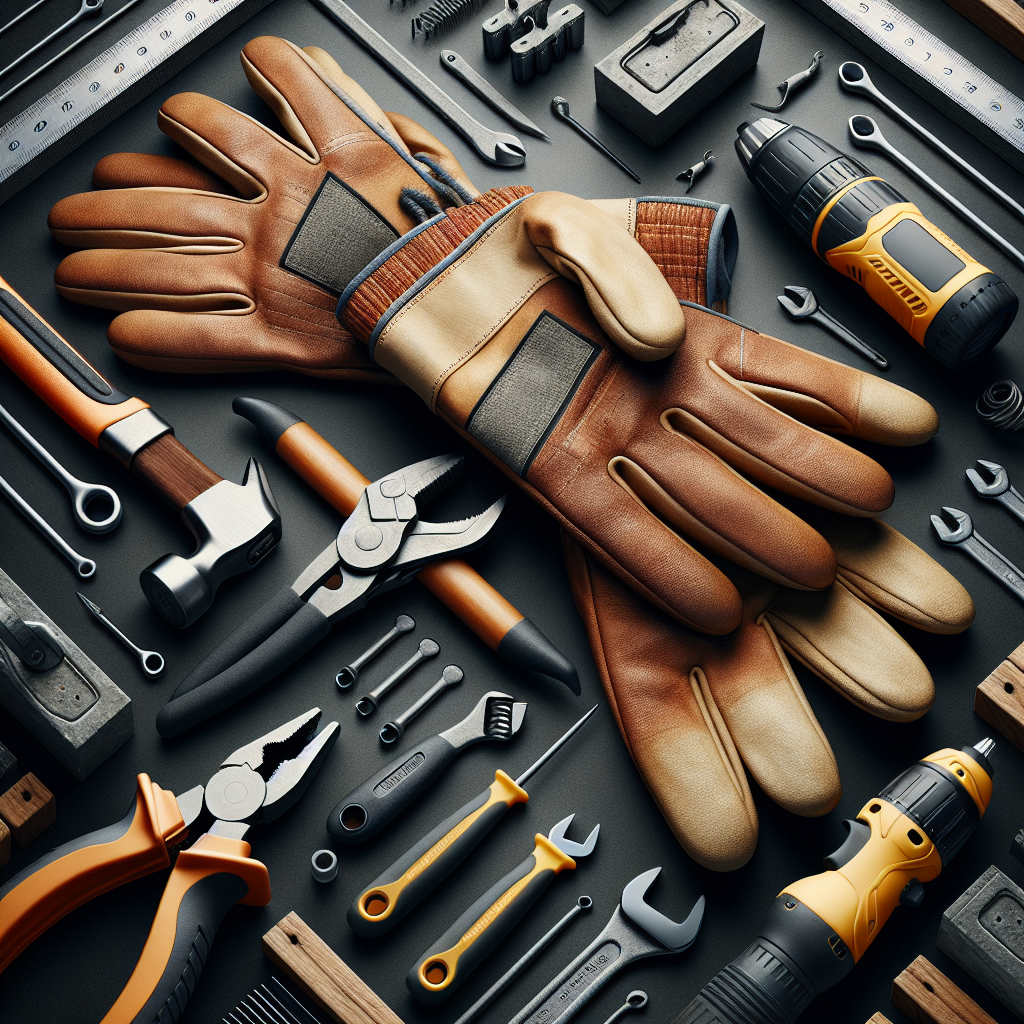 Luvas de Couro Reforçado para Manuseio de Ferramentas em Construção Civil